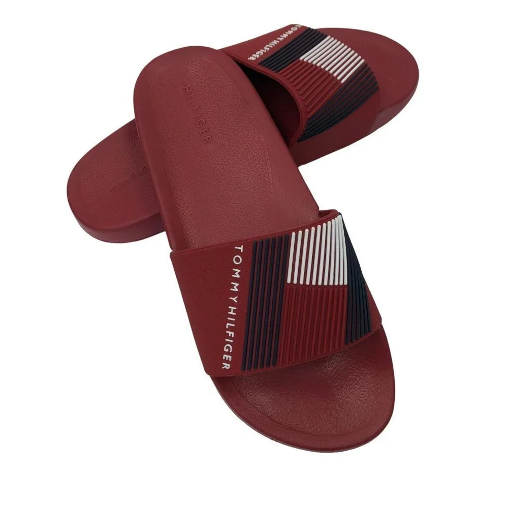 TOMMY HILFIGER MEN'S EDNOR RED SLIDE SANDALS SZ 10 NWT‎